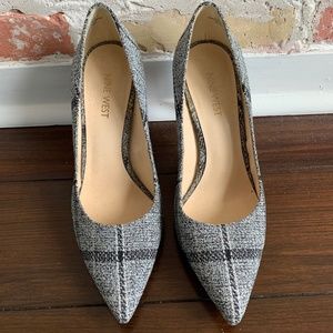 Nine West Grey Plaid Point-Toe Pumps